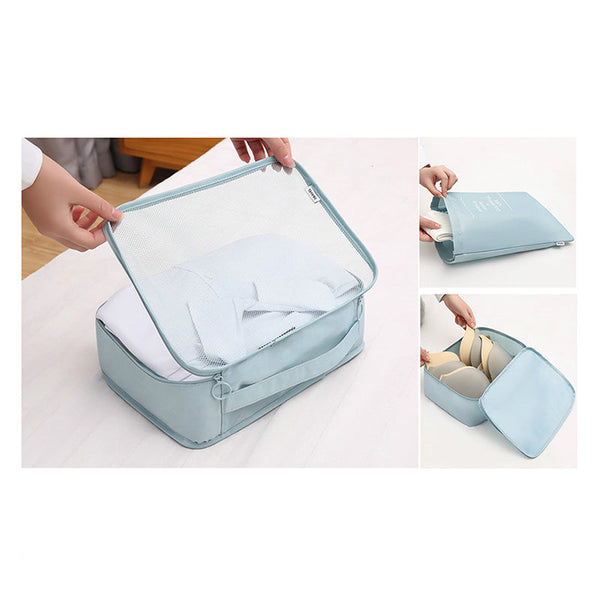 Elosung Beige Travel Packing Cube Set 7 Piece Luggage Organiser For Clothes Toiletries And Accessories Packing Organisers