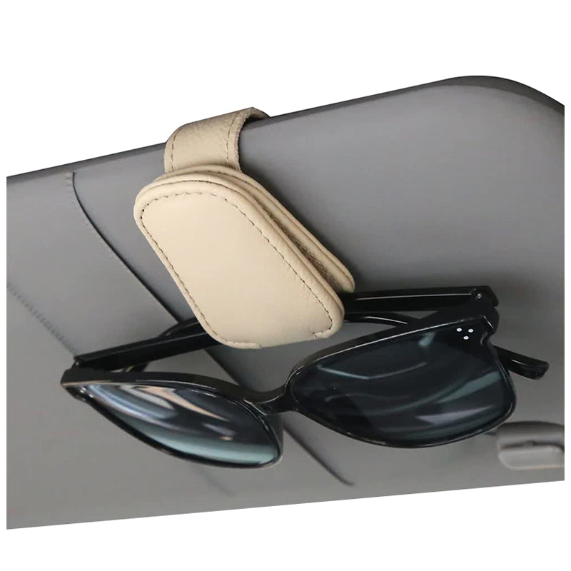 Elosung 2Pcs Beige Car Sun Visor Glasses Holder Universal Sunglasses Clip For Secure Storage Sun Visors
