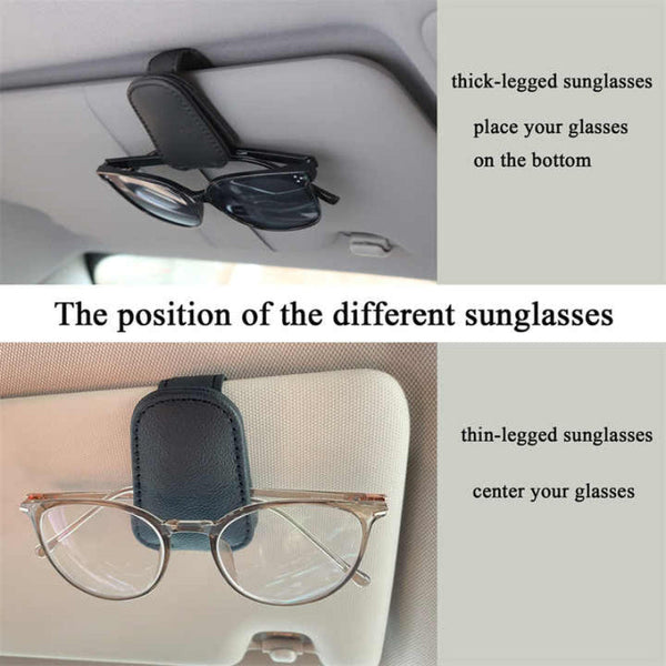 Elosung 2Pcs Beige Car Sun Visor Glasses Holder Universal Sunglasses Clip For Secure Storage Sun Visors