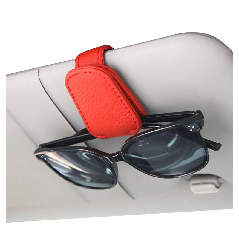 Elosung 2Pcs Red Car Sun Visor Glasses Holder Universal Sunglasses Clip For Secure Storage Sun Visors