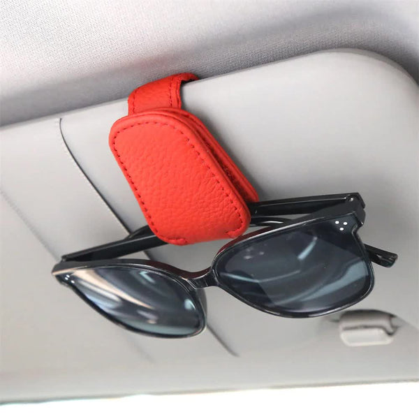 Elosung 2Pcs Red Car Sun Visor Glasses Holder Universal Sunglasses Clip For Secure Storage Sun Visors