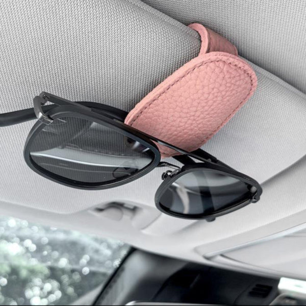 Elosung 2Pcs Pink Car Sun Visor Glasses Holder Universal Sunglasses Clip For Secure Storage Sun Visors
