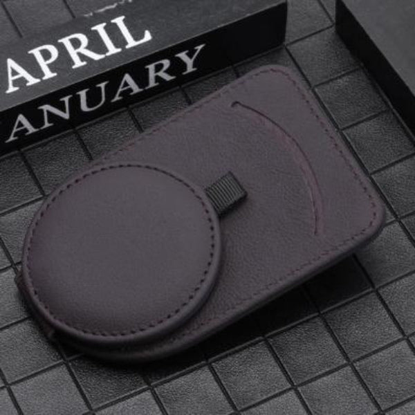 Elosung Brown Multifunctional Car Sun Visor Glasses Clip With Card Holder Compact And Convenient Sun Visors