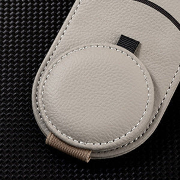 Elosung Beige Multifunctional Car Sun Visor Glasses Clip With Card Holder Compact And Convenient Other Interior