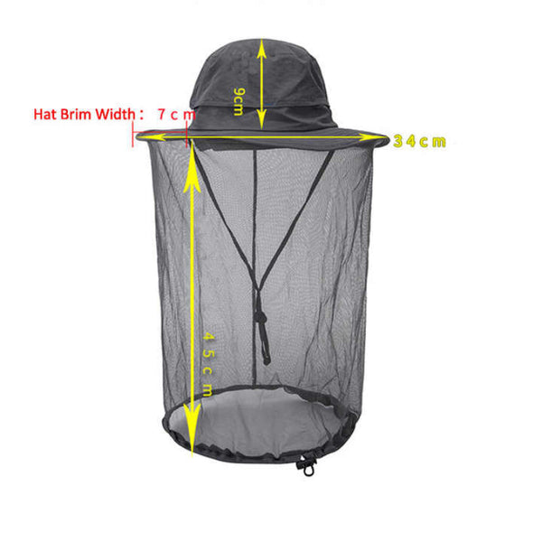 Elosung Black Outdoor Mosquito Net Hat Sun Protection And Insect Repellent Bucket Hats