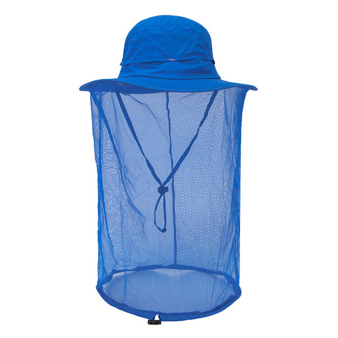 Elosung Blue Outdoor Mosquito Net Hat Sun Protection And Insect Repellent Bucket Hats