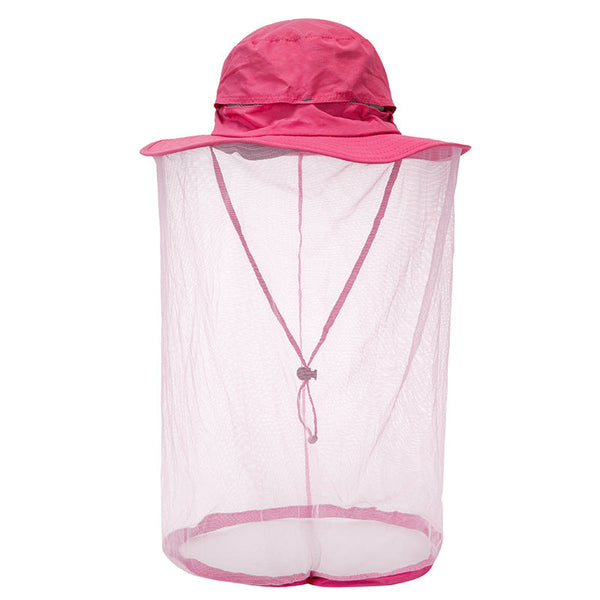 Elosung Rose Red Outdoor Mosquito Net Hat Sun Protection And Insect Repellent Bucket Insect Nets & Repellents