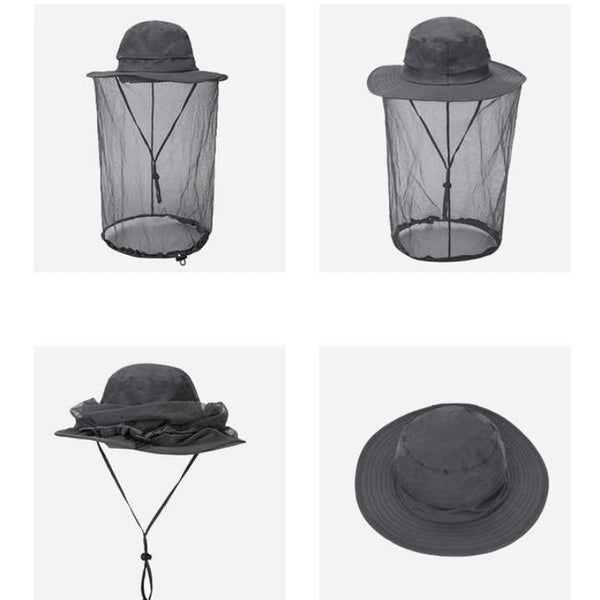 Elosung Orange Outdoor Mosquito Net Hat Sun Protection And Insect Repellent Bucket Hats & Headwear