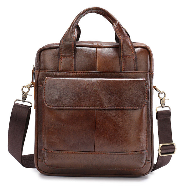 Brown Men's Genuine Leather Shoulder Bag Vintage Business Briefcase Bags
