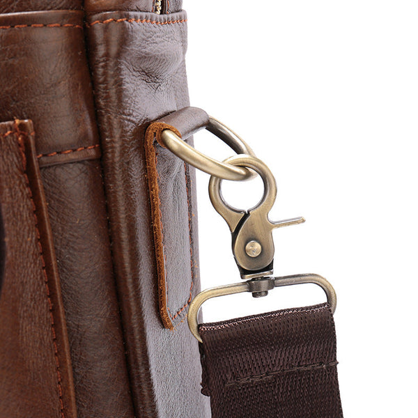 Elosung Light Brown Men's Genuine Leather Shoulder Bag Business Briefcase Bags