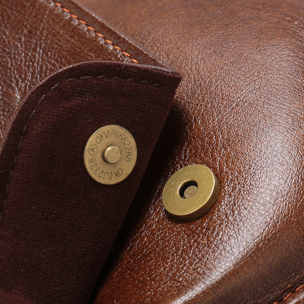 Elosung Light Brown Men's Genuine Leather Shoulder Bag Business Briefcase Bags
