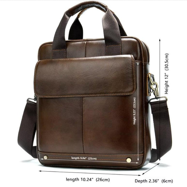 Elosung Light Brown Men's Genuine Leather Shoulder Bag Business Briefcase Bags