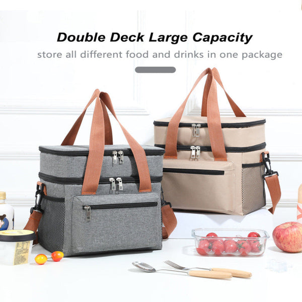 Black Waterproof Insulated Lunch Bag Leakproof Thermal Cooler For Food And Drinks Lunchboxes