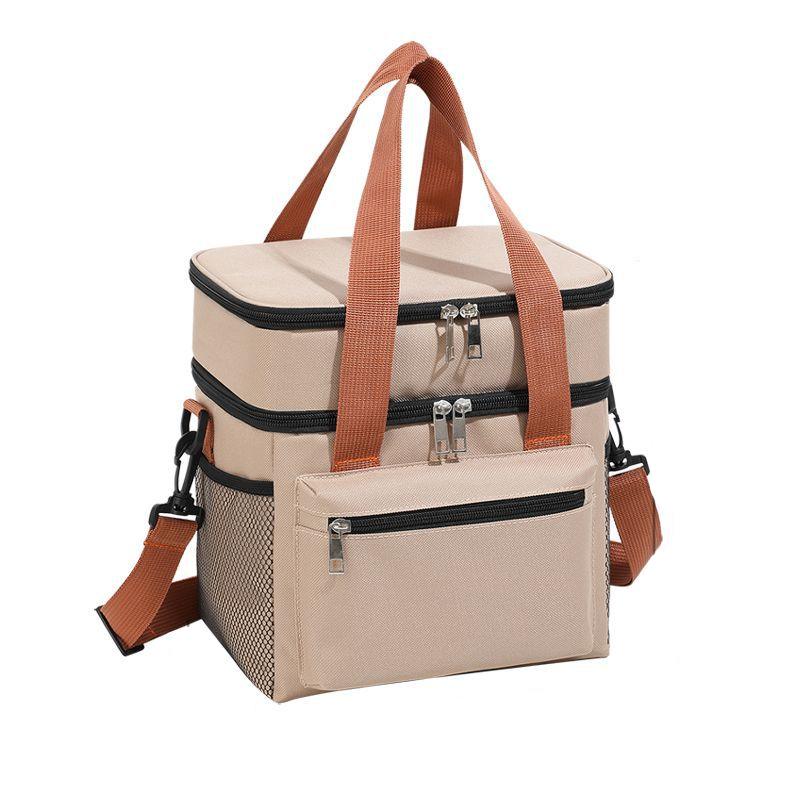 Elosung Beige Waterproof Insulated Lunch Bag Leakproof Thermal Cooler For Food And Drinks Lunchboxes