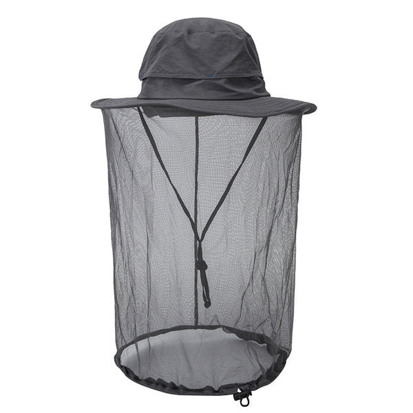 Grey Outdoor Mosquito Net Hat Sun Protection Insect Repellent Bucket Insect Nets & Repellents