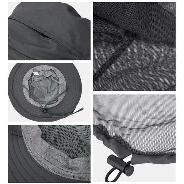 Grey Outdoor Mosquito Net Hat Sun Protection Insect Repellent Bucket Insect Nets & Repellents