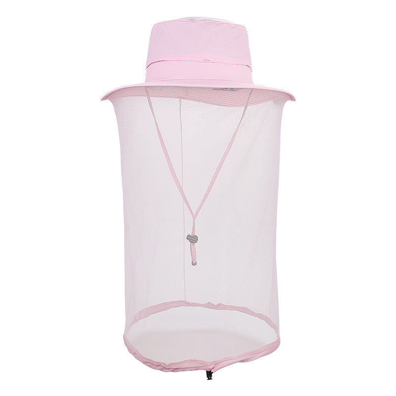 Elosung Pink Outdoor Mosquito Net Hat Sun Protection And Insect Repellent Bucket Insect Nets & Repellents