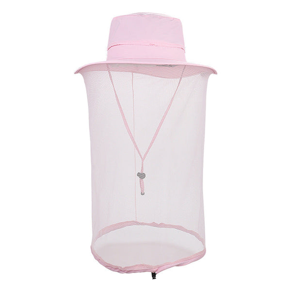 Elosung Pink Outdoor Mosquito Net Hat Sun Protection And Insect Repellent Bucket Insect Nets & Repellents