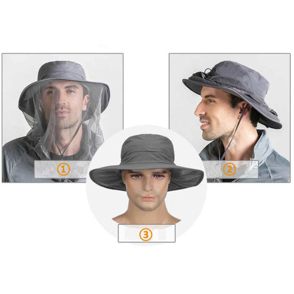 Elosung Azure Outdoor Mosquito Net Hat Sun Protection And Insect Repellent Bucket Hats & Headwear
