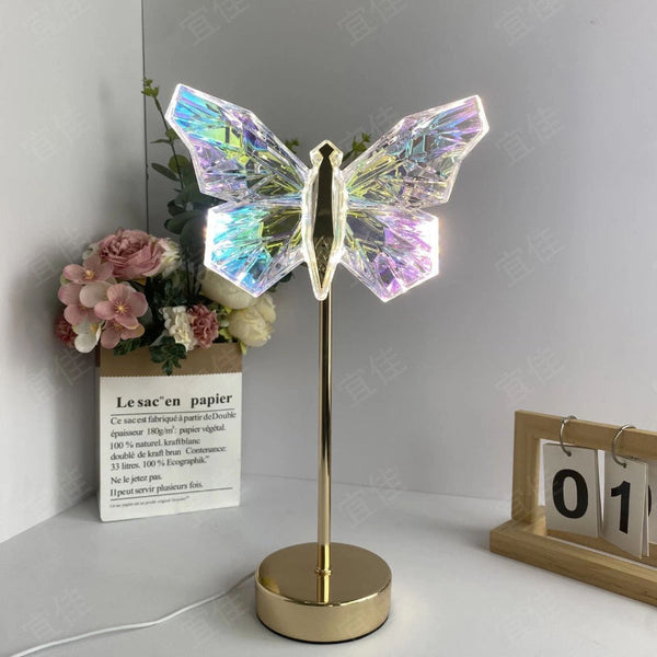 Muliticolor Butterfly Led Night Light Creative Crystal Design For Ambient Lighting Night Lights