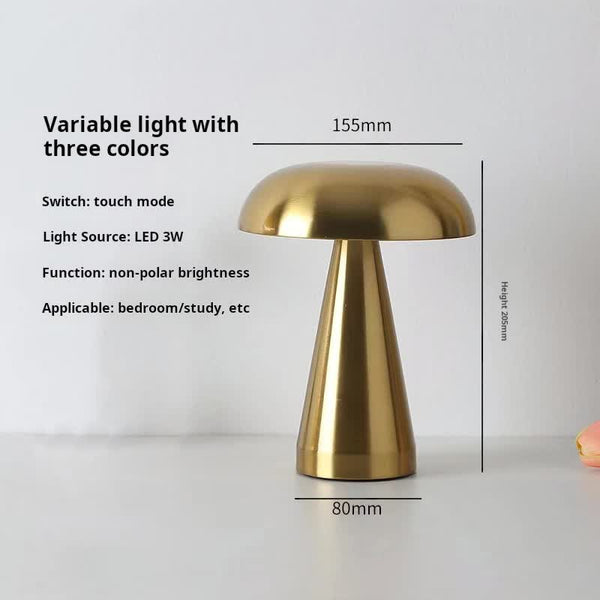 Elosung Bronze Color Modern Mushroom Table Lamp Minimalist Metal Design For Office Lamps
