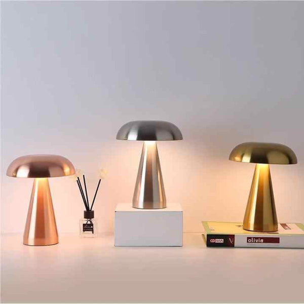 Elosung Bronze Color Modern Mushroom Table Lamp Minimalist Metal Design For Office Lamps