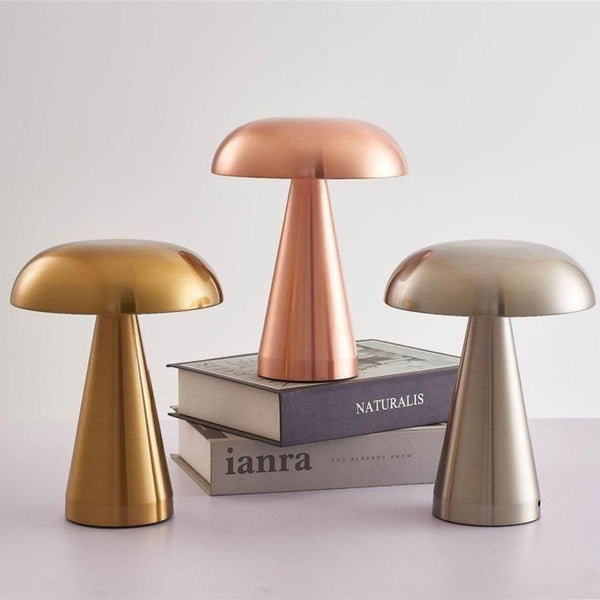 Elosung Bronze Color Modern Mushroom Table Lamp Minimalist Metal Design For Office Lamps