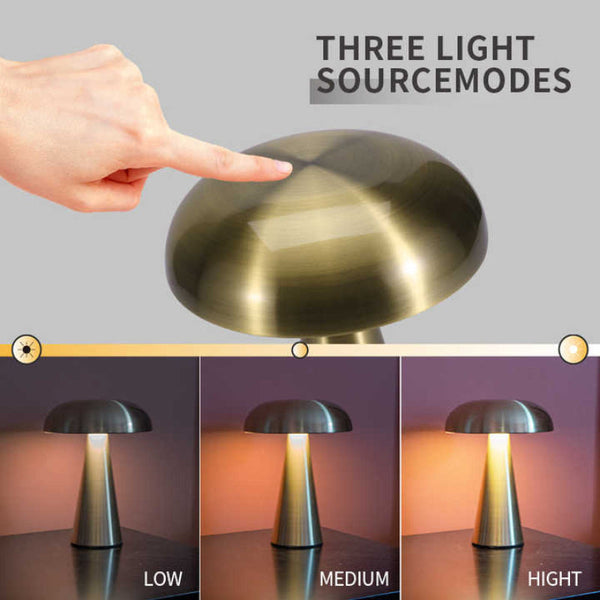 Elosung Bronze Color Modern Mushroom Table Lamp Minimalist Metal Design For Office Lamps