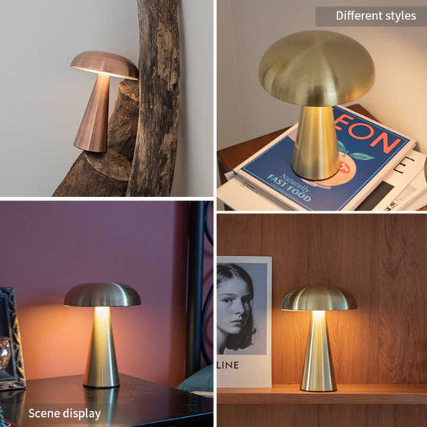 Elosung Bronze Color Modern Mushroom Table Lamp Minimalist Metal Design For Office Lamps