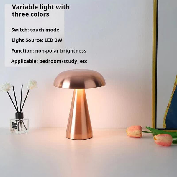 Elosung Rose Red Modern Mushroom Table Lamp Minimalist Metal Design For Home And Office Lamps