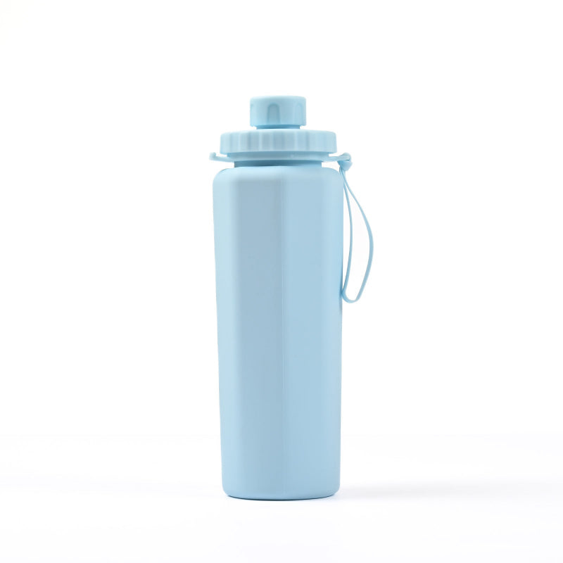 Elosung Blue 600Ml Silicone Collapsible Water Bottle Portable And Eco Friendly Hydration Solution Water Bottles