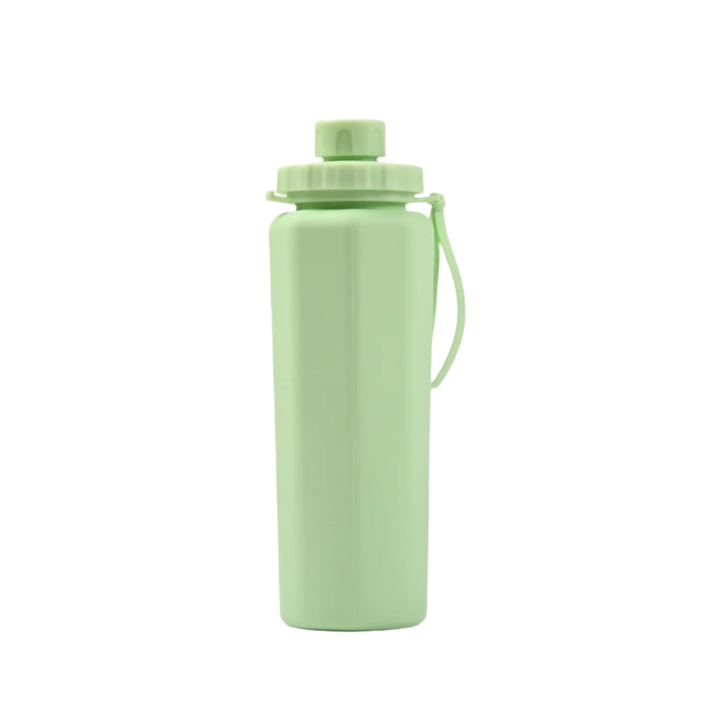 Green 600Ml Silicone Collapsible Water Bottle And Eco Friendly Hydration Solution Water Bottles