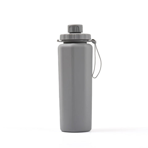 Elosung Grey 600Ml Silicone Collapsible Water Bottle Portable And Eco Friendly Hydration Solution Water Bottles