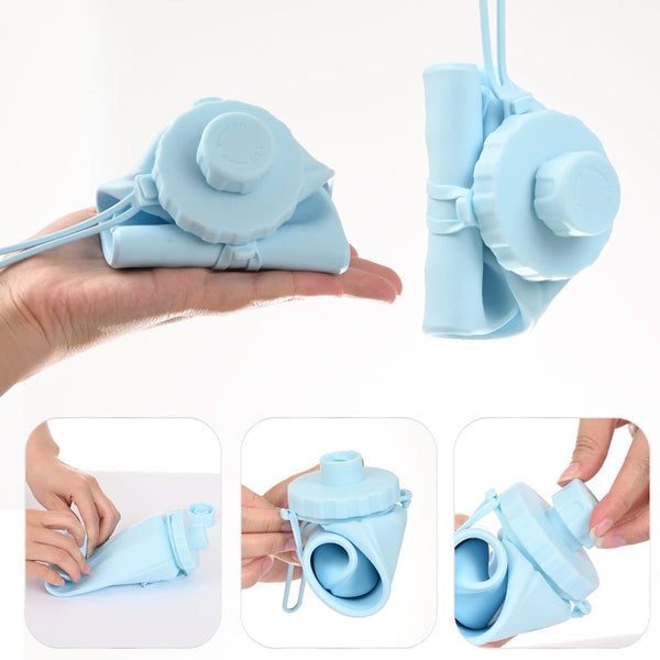 Elosung Grey 600Ml Silicone Collapsible Water Bottle Portable And Eco Friendly Hydration Solution Water Bottles