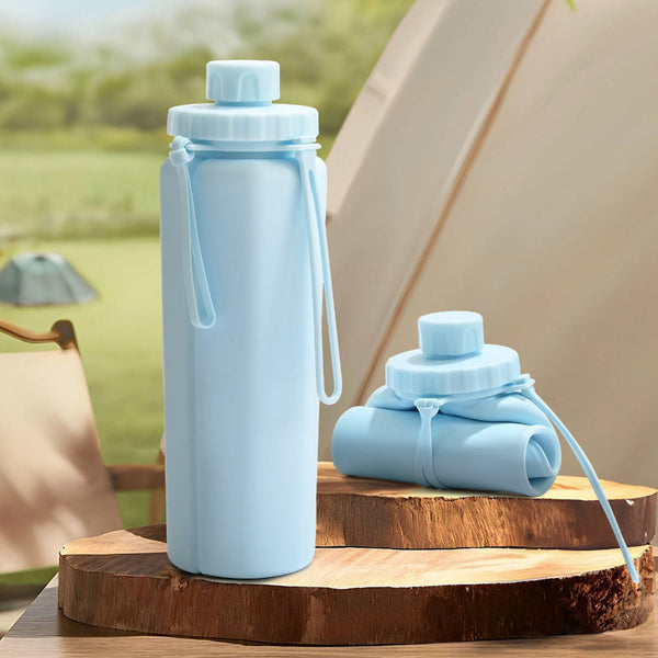 Elosung Grey 600Ml Silicone Collapsible Water Bottle Portable And Eco Friendly Hydration Solution Water Bottles