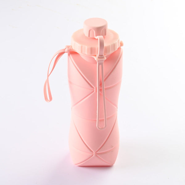 Elosung Pink 600Ml Silicone Folding Water Bottle Eco Friendly Collapsible Travel Bottle600ml Water Bottles