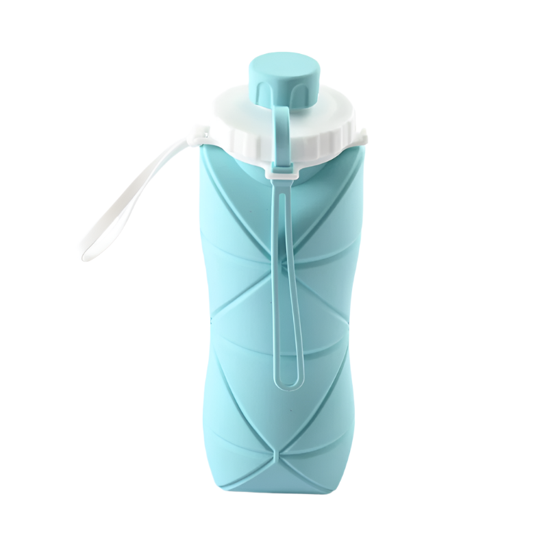 Elosung Blue 600Ml Silicone Folding Water Bottle Eco Friendly Collapsible Travel Bottle600ml Water Bottles