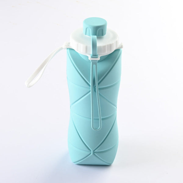Elosung Blue 600Ml Silicone Folding Water Bottle Eco Friendly Collapsible Travel Bottle600ml Water Bottles