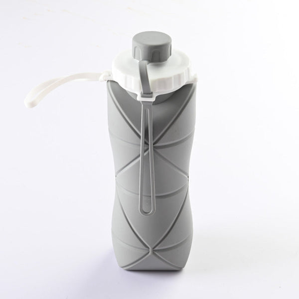 Elosung Grey 600Ml Silicone Folding Water Bottle Eco Friendly Collapsible Travel Water Bottles
