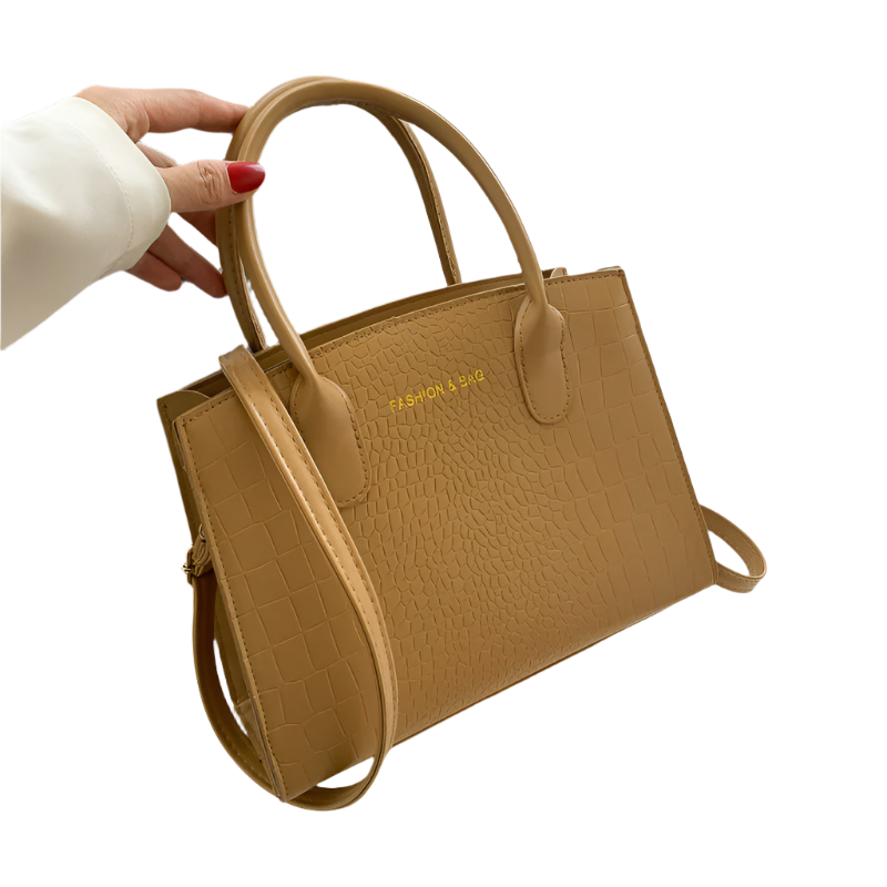 Light Brown Elegant Faux Crocodile Leather Handbag Stylish Tote Bag With Strap Women's Bags & Handbags