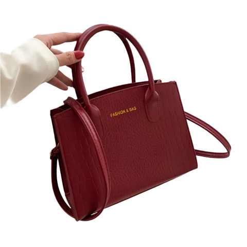 Elosung Red Elegant Faux Crocodile Leather Handbag Stylish Tote Bag With Strap Women's Bags & Handbags