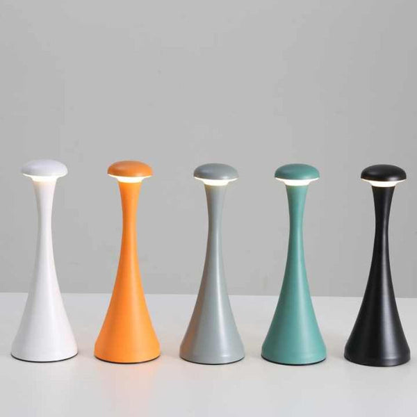 Grey Modern Minimalist Led Mushroom Lamp Touch Control Rechargeable Night Light Night Lights