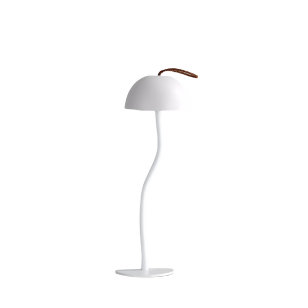 Elosung Smooth White Lamp Cap Elegant Curved Stem Mushroom Desk Led Table Light Lamps