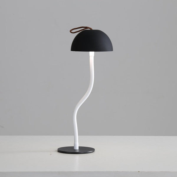 Elosung Smooth Black Lamp Cap Elegant Curved Stem Mushroom Desk Led Table Light Lamps