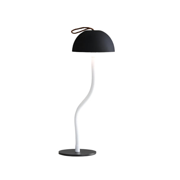 Elosung Smooth Black Lamp Cap Elegant Curved Stem Mushroom Desk Led Table Light Lamps