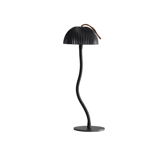 Elosung Corrugated Black Lamp Cap Elegant Curved Stem Mushroom Desk Led Table Light Lamps