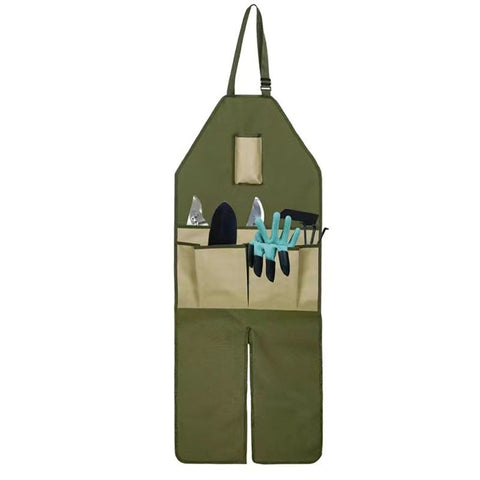 Elosung Khaki Pocket Heavy Duty Gardening Apron With Straps And Multi Design Tool Carriers Aprons & Belts