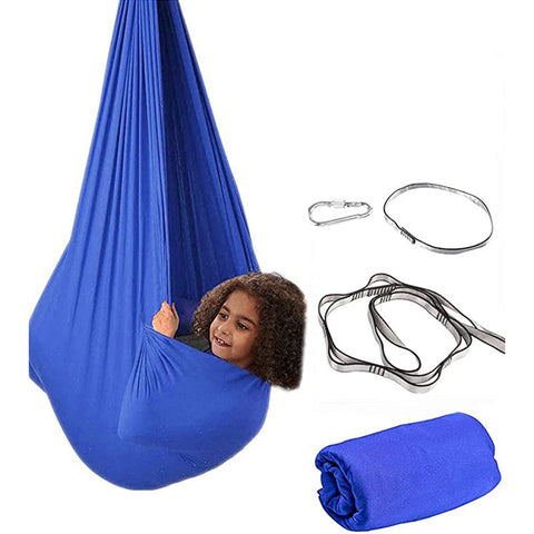 Blue Kids' Outdoor Hanging Swing Pod Chair Comfortable & Durable Hammock For Play Hammocks