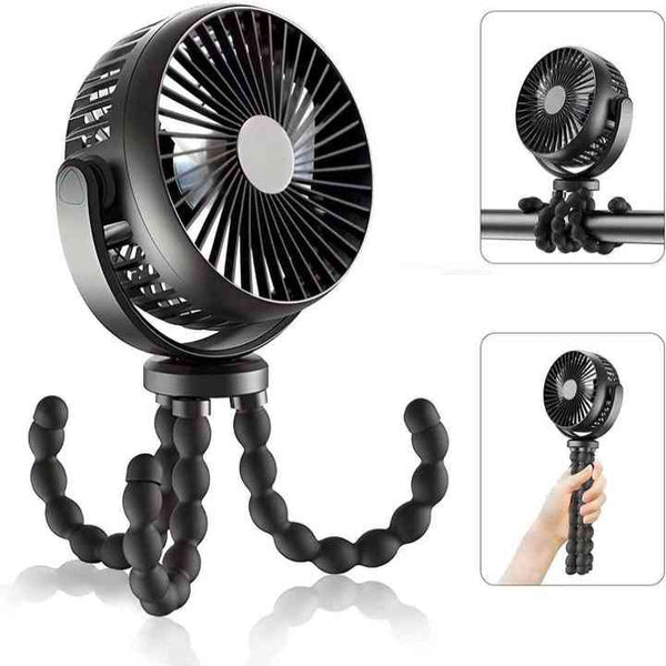 Grey Mini Little One Stroller Fan With Flexible Tripod Portable Fans