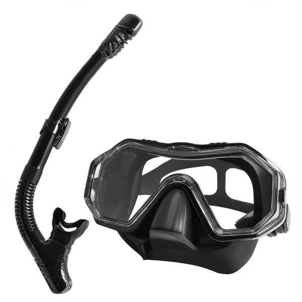 Elosung Black Professional Snorkeling Mask And Dry Top Set Masks